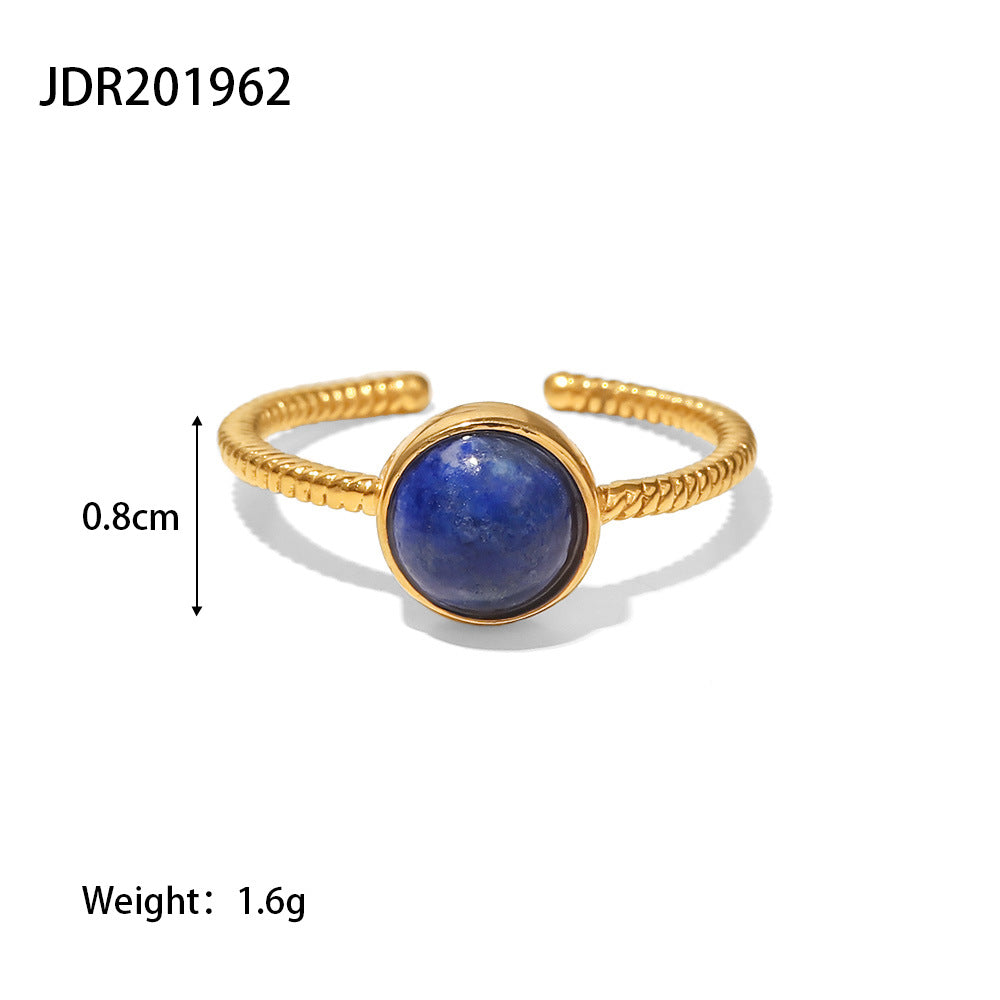 Stainless Steel Irregular Gemstone Gold Plated Ring MIC-JieD010