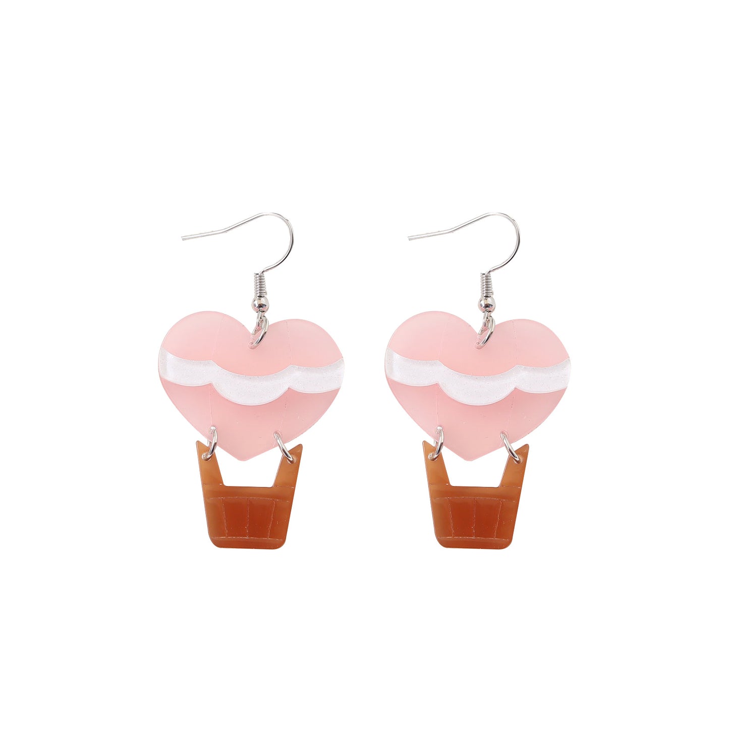 Alloy acrylic heart-shaped hot air balloon earrings MIC-OuG116