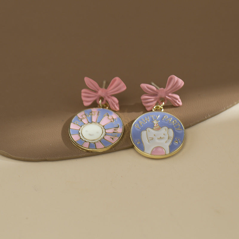 Alloy pink bow earrings MIC-ShiQ002