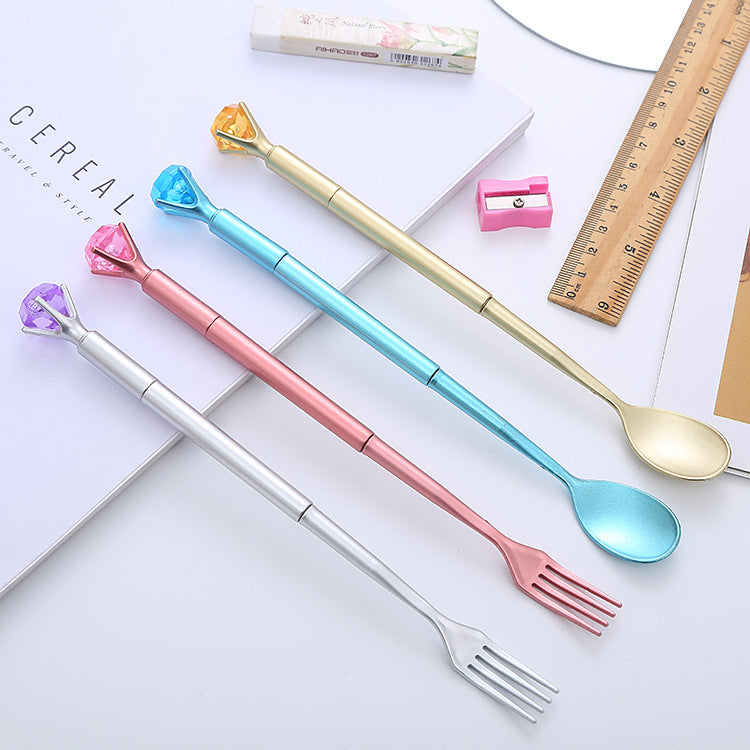 Diamond Spoon Fork Plastic Ballpoint Pen Liuj015