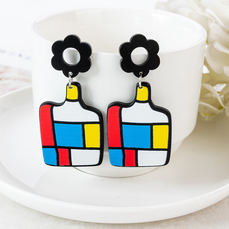 Acrylic Embossed Print Earrings (Minimo de Compra 2) MIC-YouY018