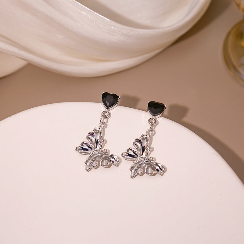 Alloy black gold contrasting butterfly earrings (Minimo de Compra 2) MIC-MDD063