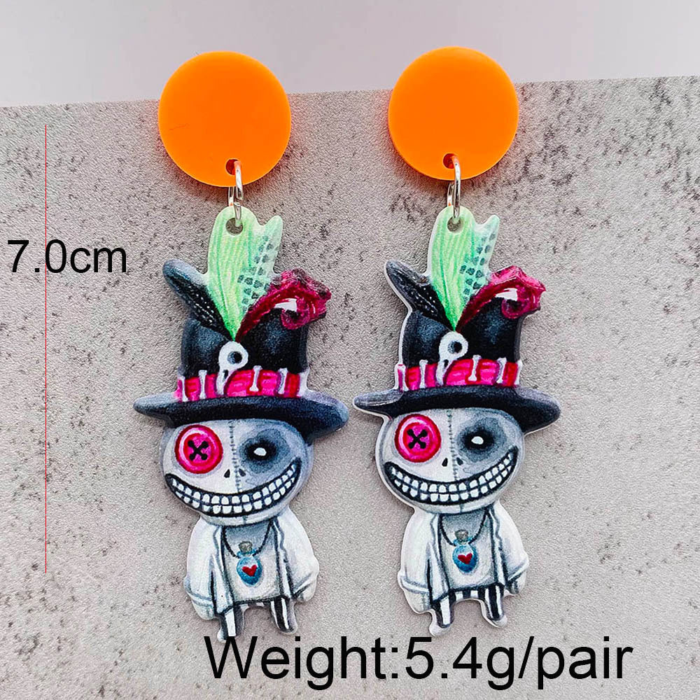 Acrylic Halloween Ghost Skull Earrings (Minimo de Compra 2) MIC-ChenY016