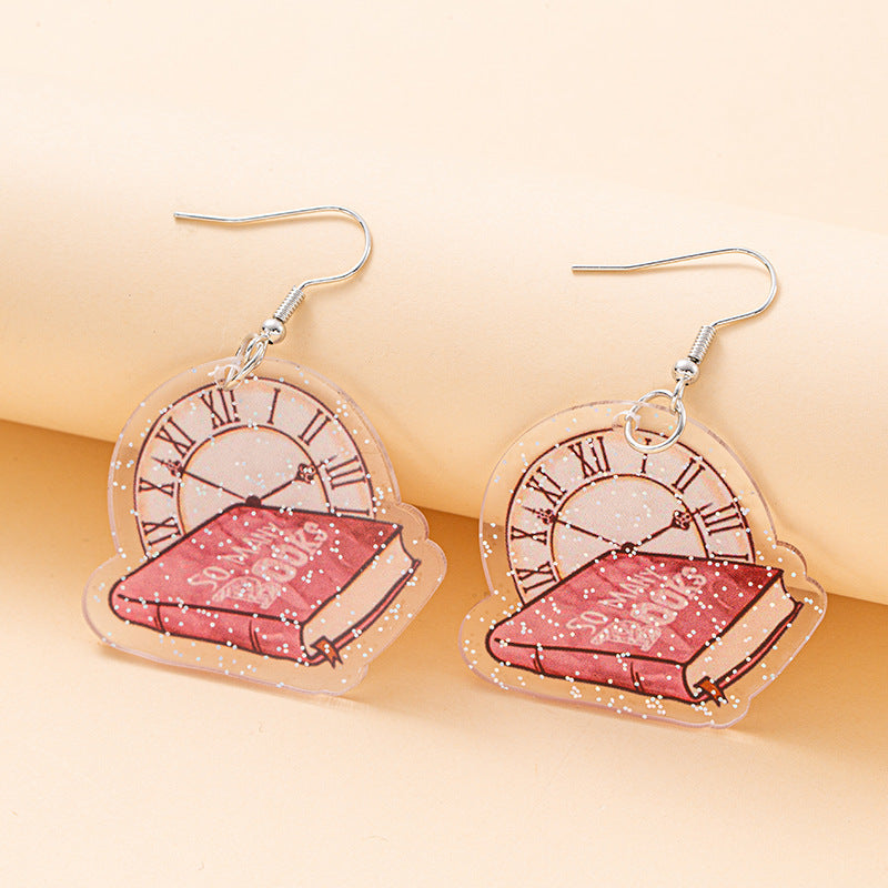 Alloy kitten book earrings MIC-JiaY011