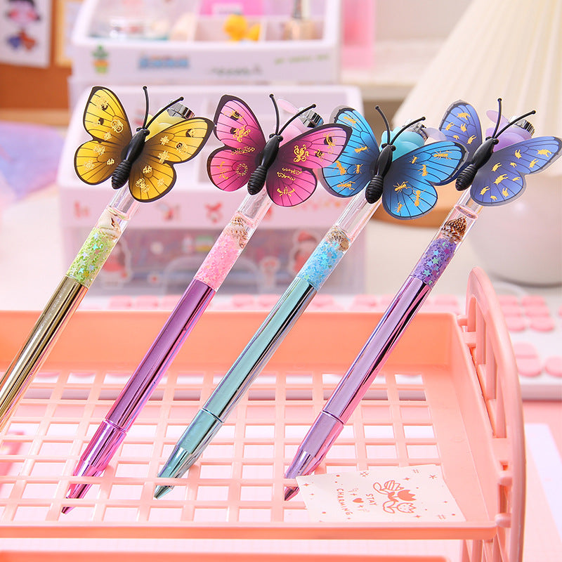 Ballpoint Pen Plastic Creative Butterfly Magnetic Lighting LED Gel Pen yige038