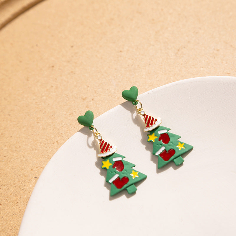 Alloy Christmas Tree Colored Earrings (Minimo de Compra 2) MIC-MDD099