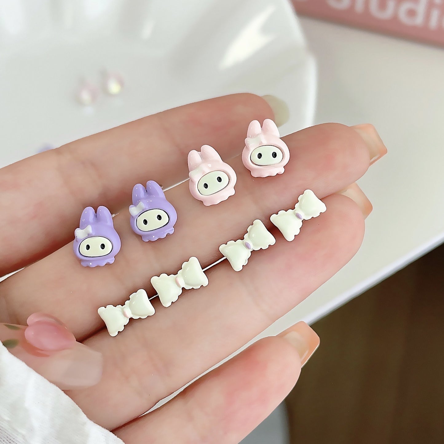 Alloy Bow Little Rabbit Earrings (Minimo de Compra 2) MIC-ShuangX008