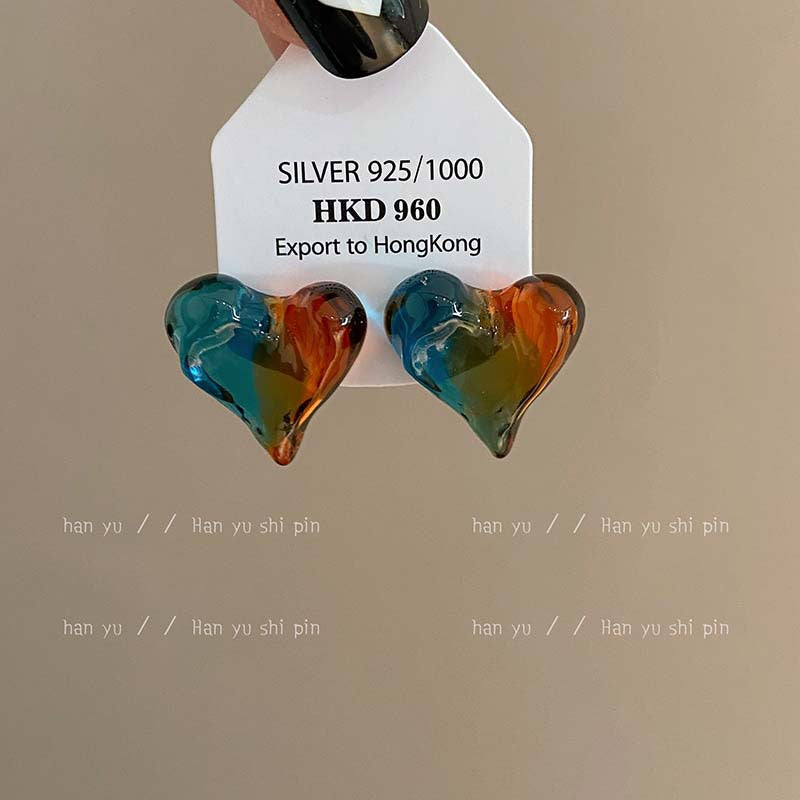 Alloy acrylic heart earrings (Minimo de Compra 2) MYA-HanY026