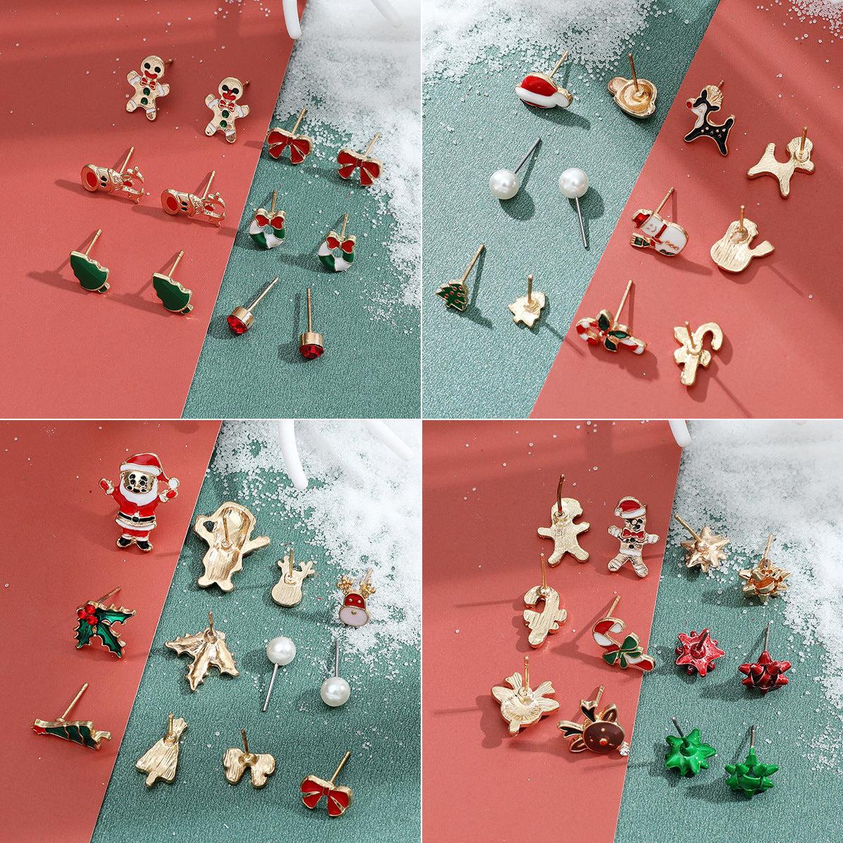 Alloy Christmas Snowman Crutch Earrings (Minimo de Compra 2) MIC-MiaoY096