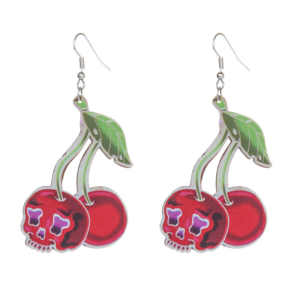 Acrylic new cherry skull earrings (Minimo de compra 5) MIC-ManT037