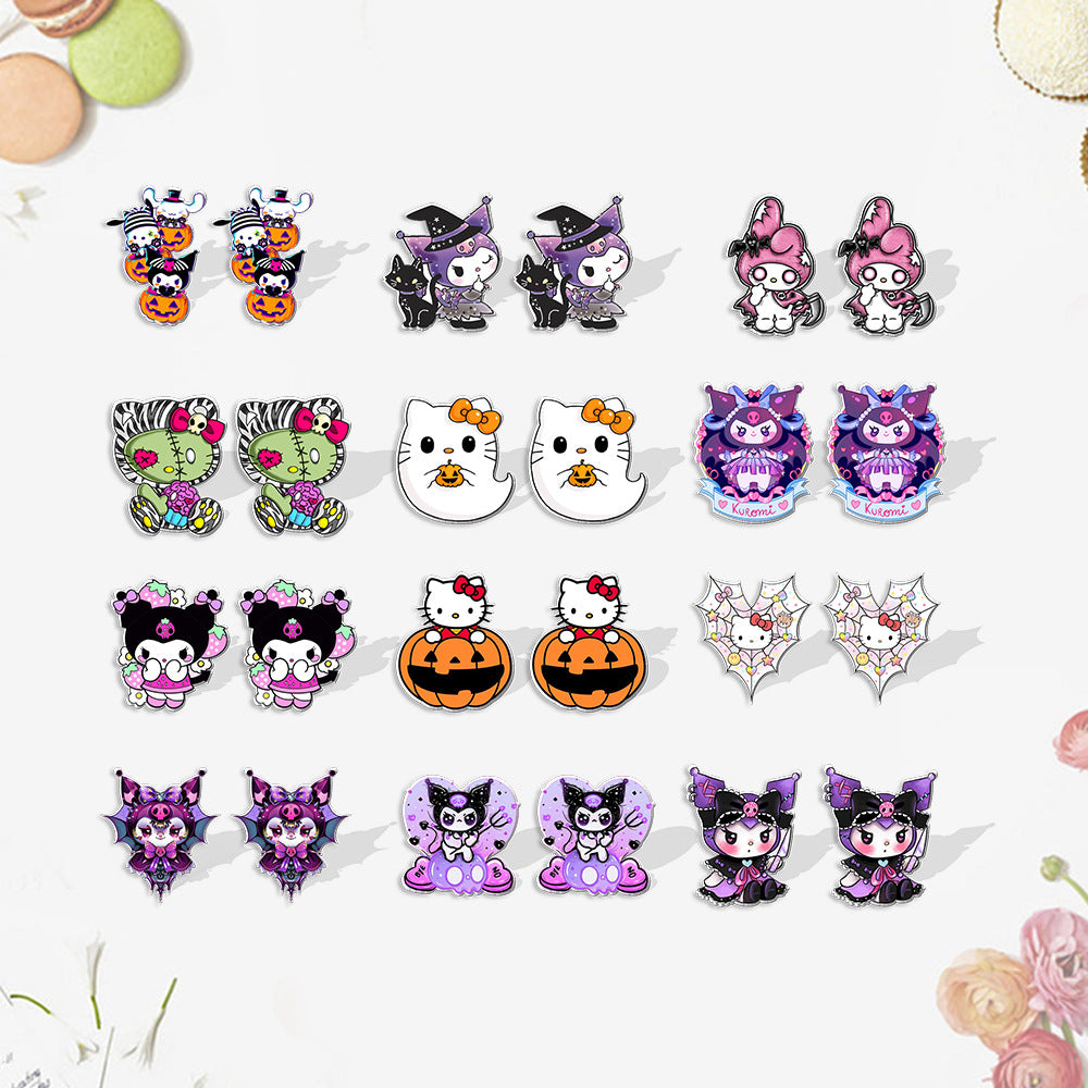 Alloy cartoon black cat pumpkin earrings (Minimo de compra 5) MIC-XiangL077