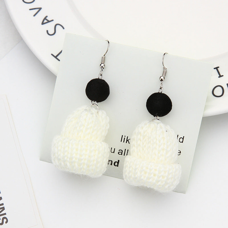 Alloy Cute Wool Christmas Hat Earrings MIC-QingH017