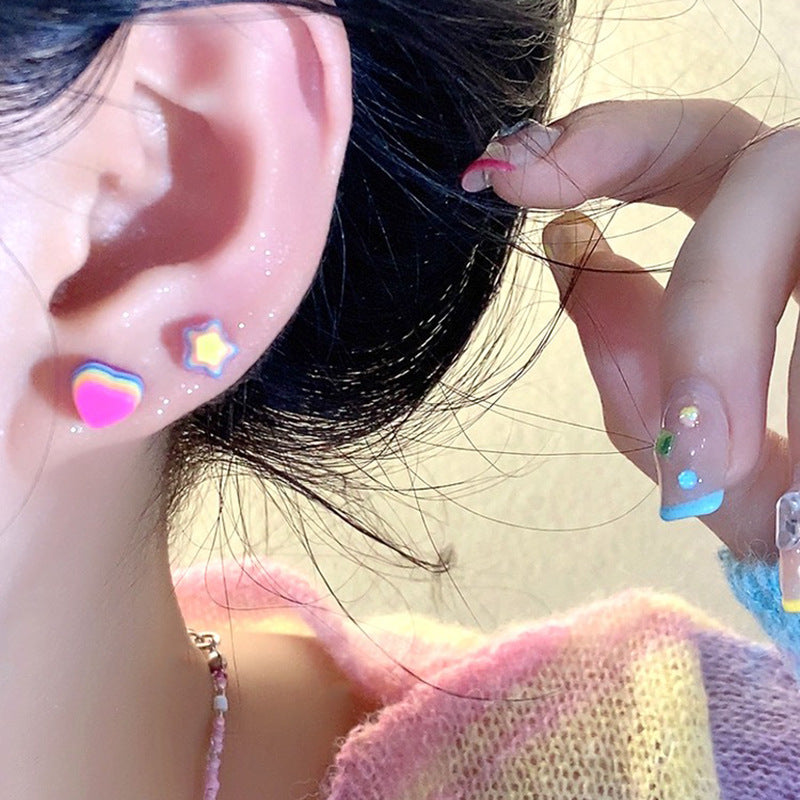 Alloy Candy Heart Star Earrings (Minimo de Compra 2) MYA-NaiS013