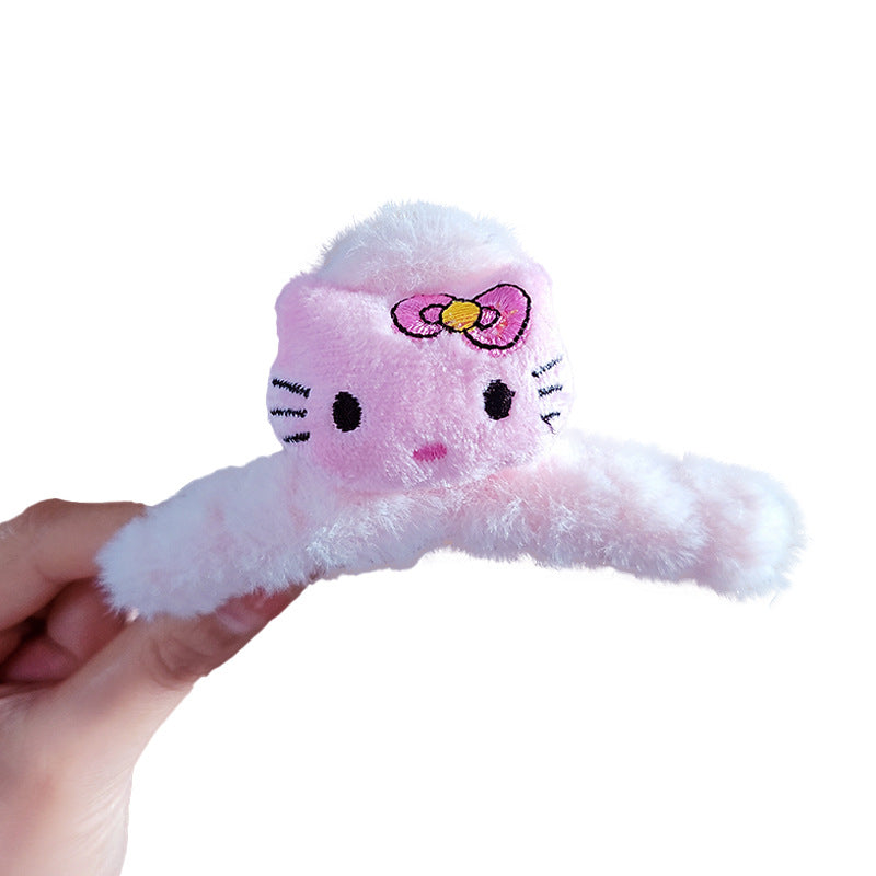 Plush cute little cat and fish hair clip MIC-WoD002