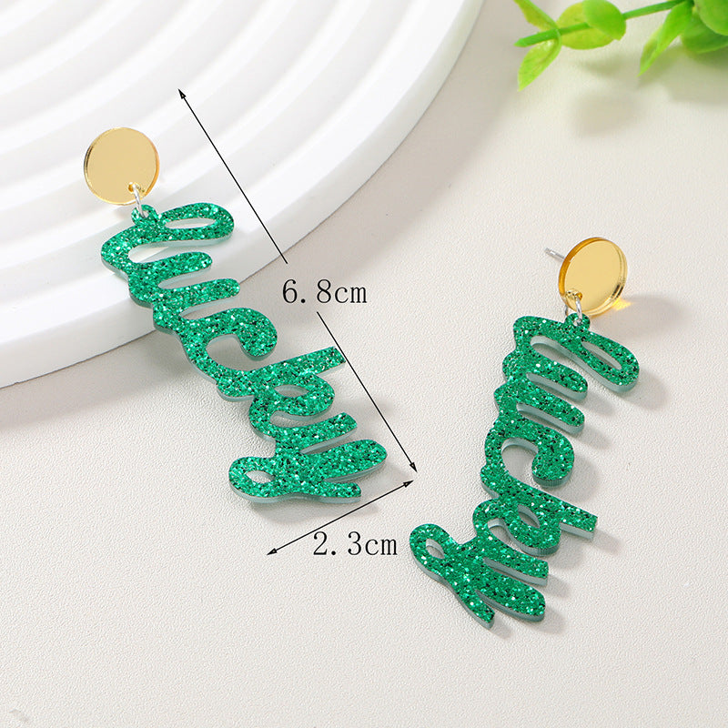 Acrylic Letter Lucky Earrings MIC-KaiQ007