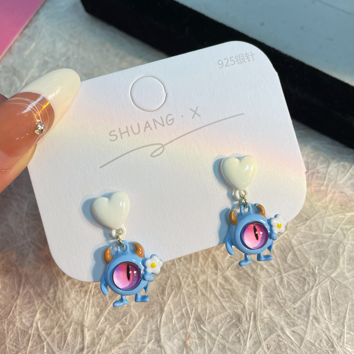 Alloy heterochromatic cute little monster earrings MYA-ShuangX050