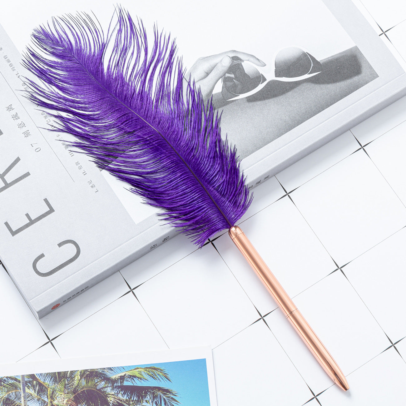 feather pen floating graduation design multicolor feather ballpoint pen Huah037