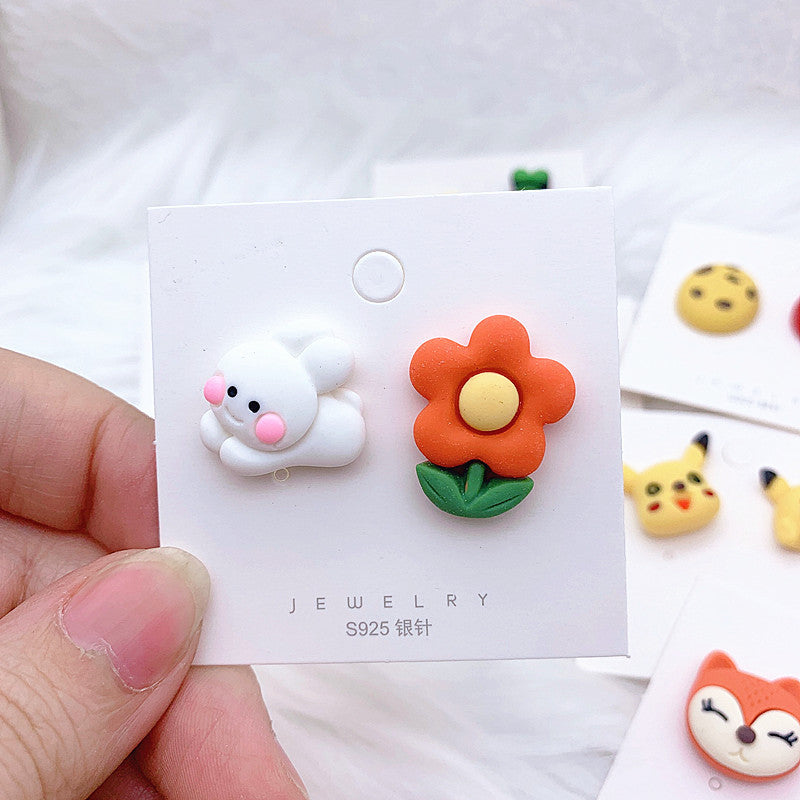 Resin cartoon small animal earrings  (Minimo de Compra 2) MIC-ShiJ002