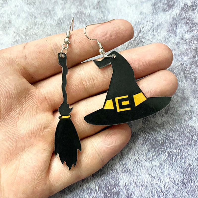 Acrylic Halloween Wizard Hat Earrings (Minimo de Compra 2) MYA-XinC002