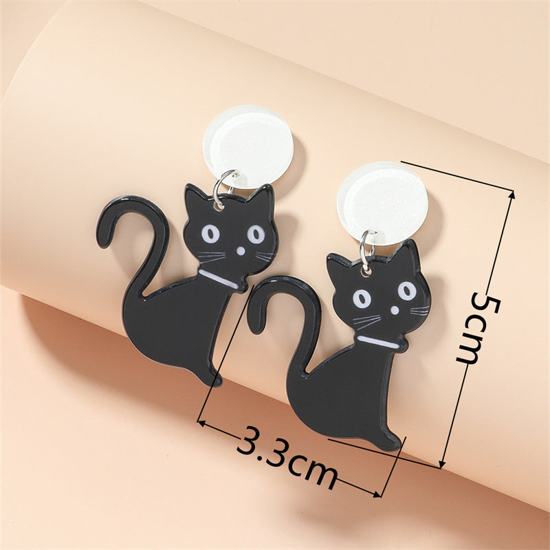 Acrylic black cat earrings (Minimo de compra 2) MIC-GanL001