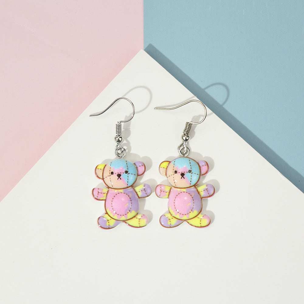 Acrylic Cute Map Bear Earrings MYA-NiQ033