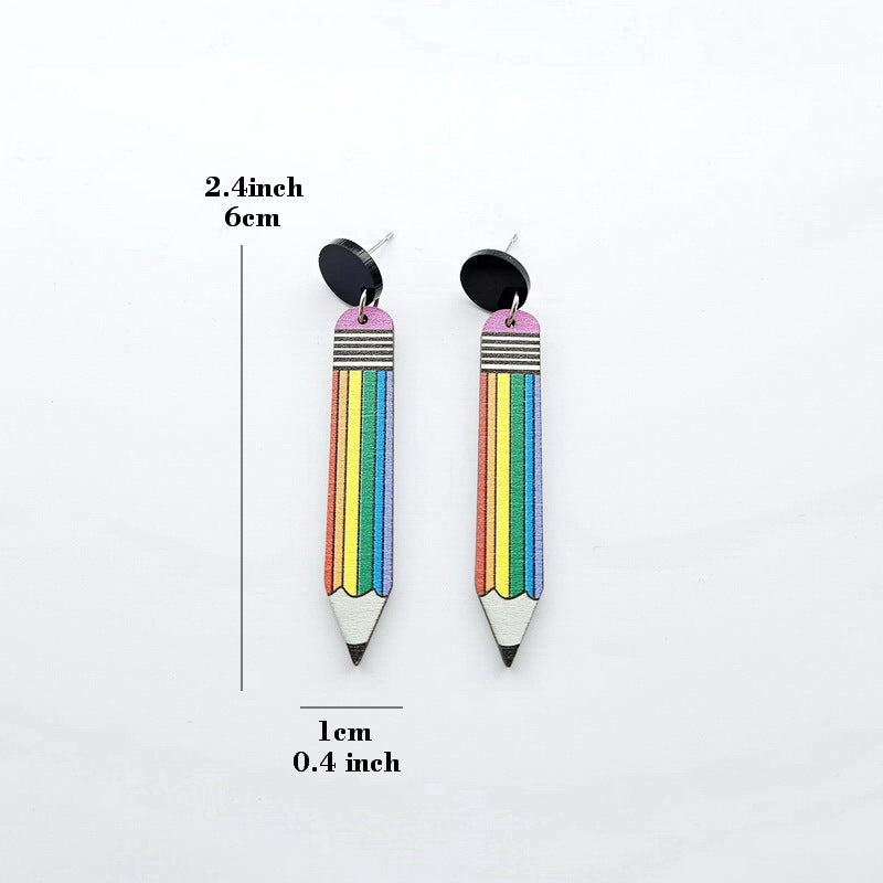 Acrylic Rainbow Pencil Earrings MYA-NingD053