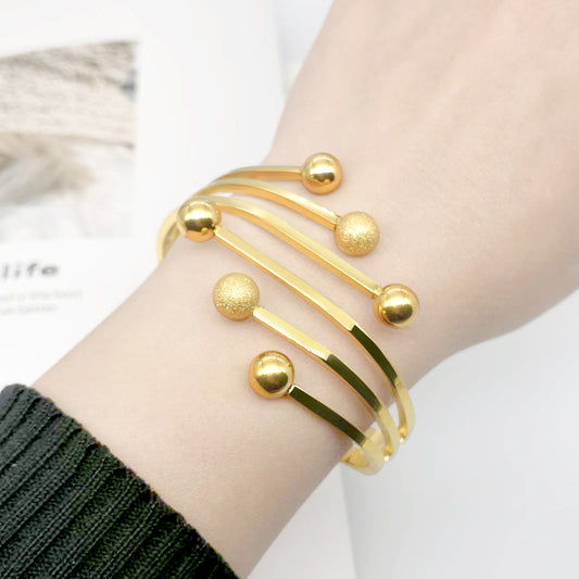 Bracelet Ball Spring Opening Stainless Steel QianH011