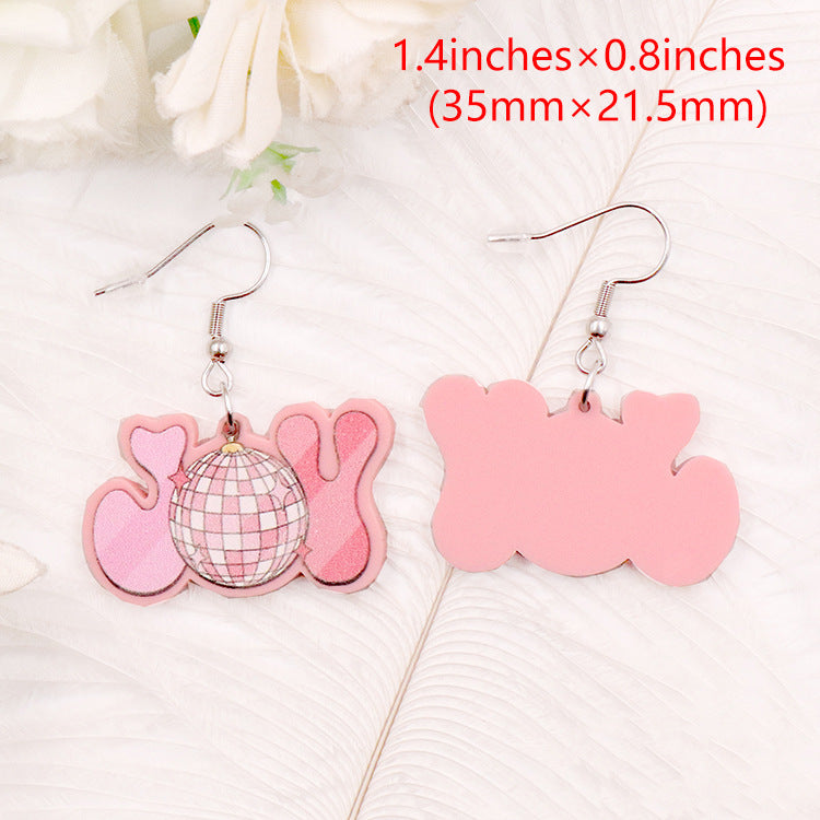 Acrylic Pink Christmas Collection Earrings (Minimo de compra 5) MIC-XiaoY060