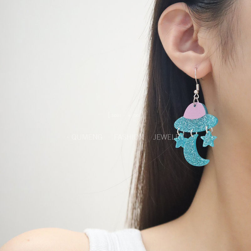 Acrylic Retro UFO Earrings MYA-OuG096