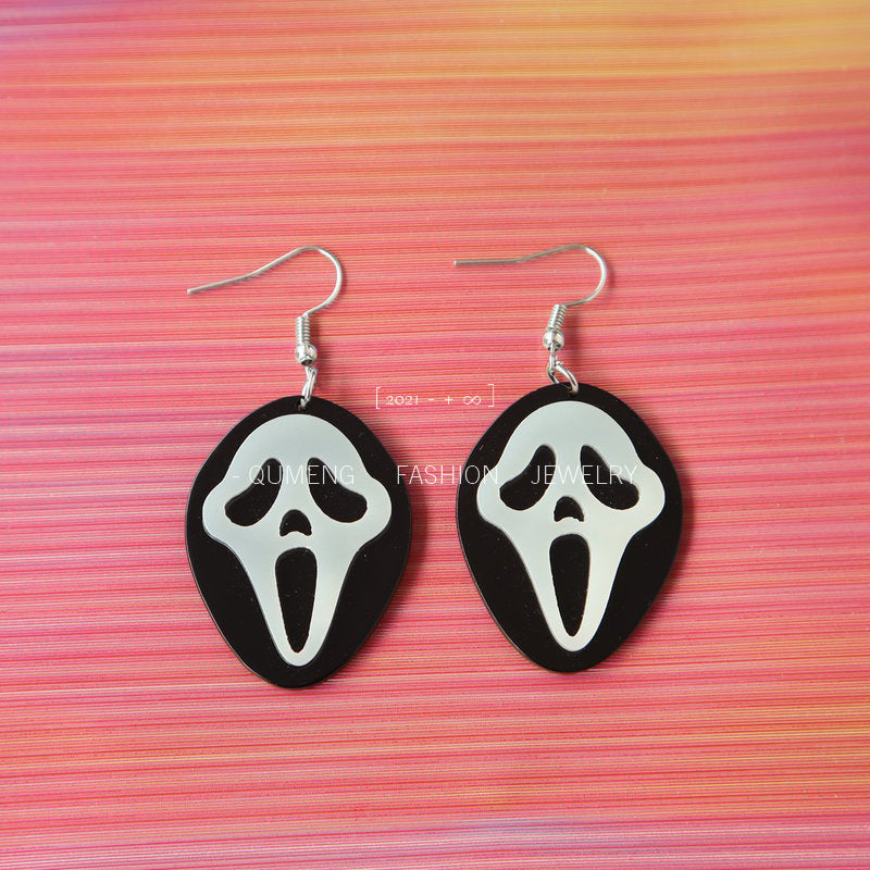 Acrylic Halloween Death Shining Powder Earrings (Minimo de Compra 3) MIC-OuG075