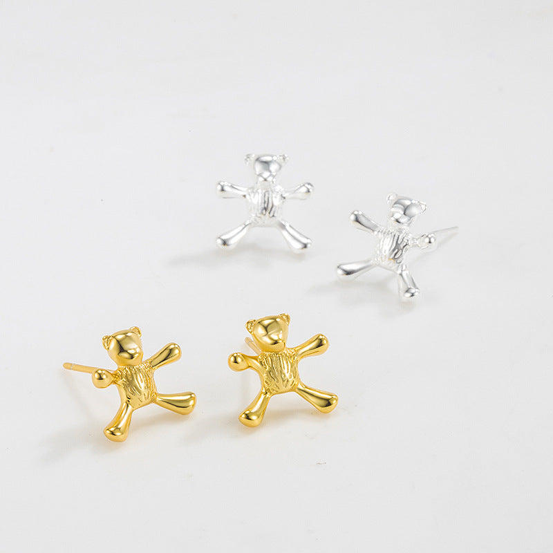 S925 sterling silver cute bear earrings US-YHG001