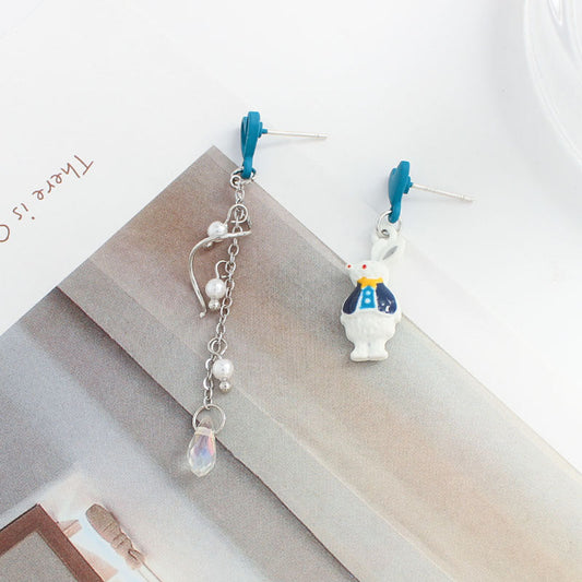 S925 Silver Needle Heart Rabbit Stud Earrings MIC-ABL002