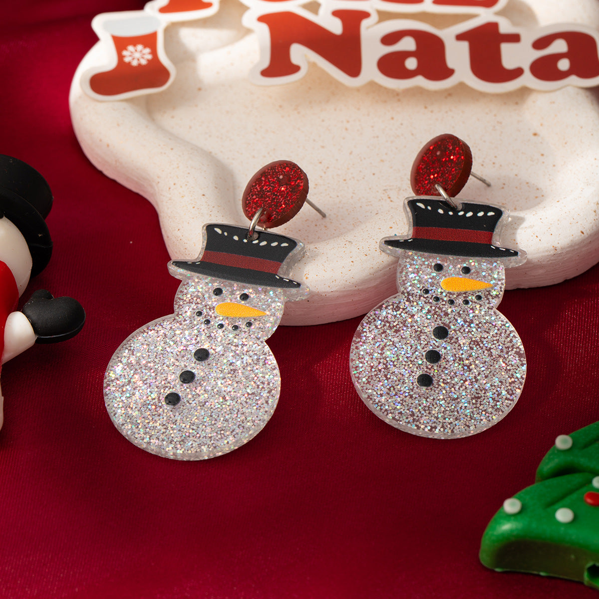 Alloy Christmas Cute Christmas Snowman Earrings MIC-MDD192