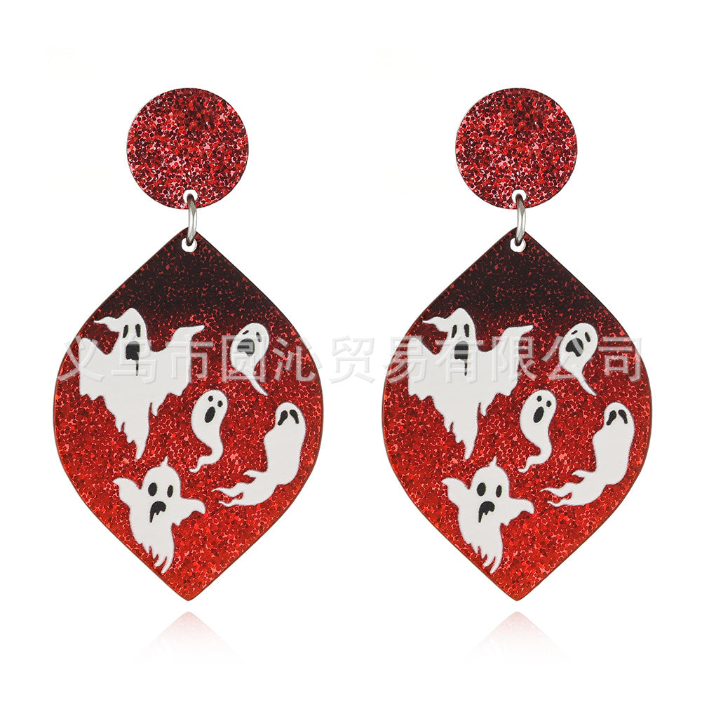 Acrylic Ghost Cat Witch Earrings (Minimo de Compra 3) MYA-YuanQ001