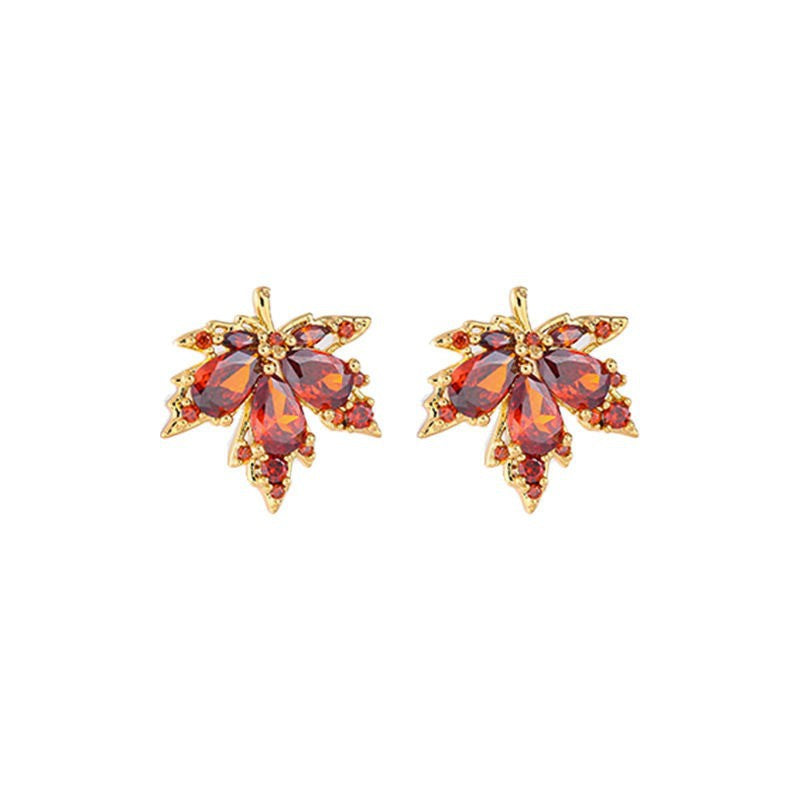 Alloy Dripping Maple Leaf Earrings MIC-ZhiShang002