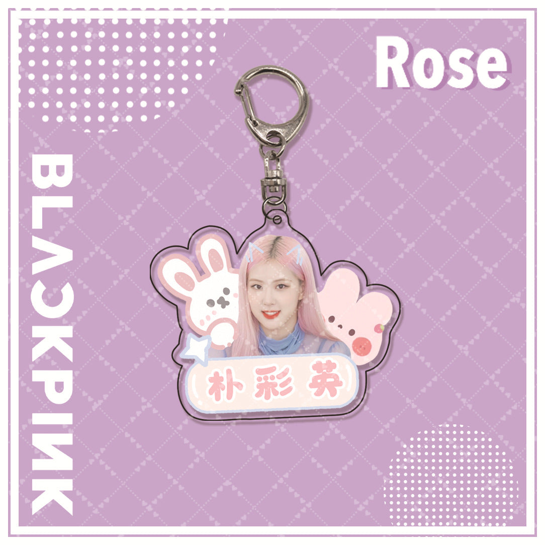 Acrylic pink ink double-sided blackpink keychain (Minimo de Compra 2)  MYA-ManM010