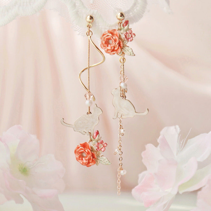 Alloy kitten flower earrings MIC-GangM006