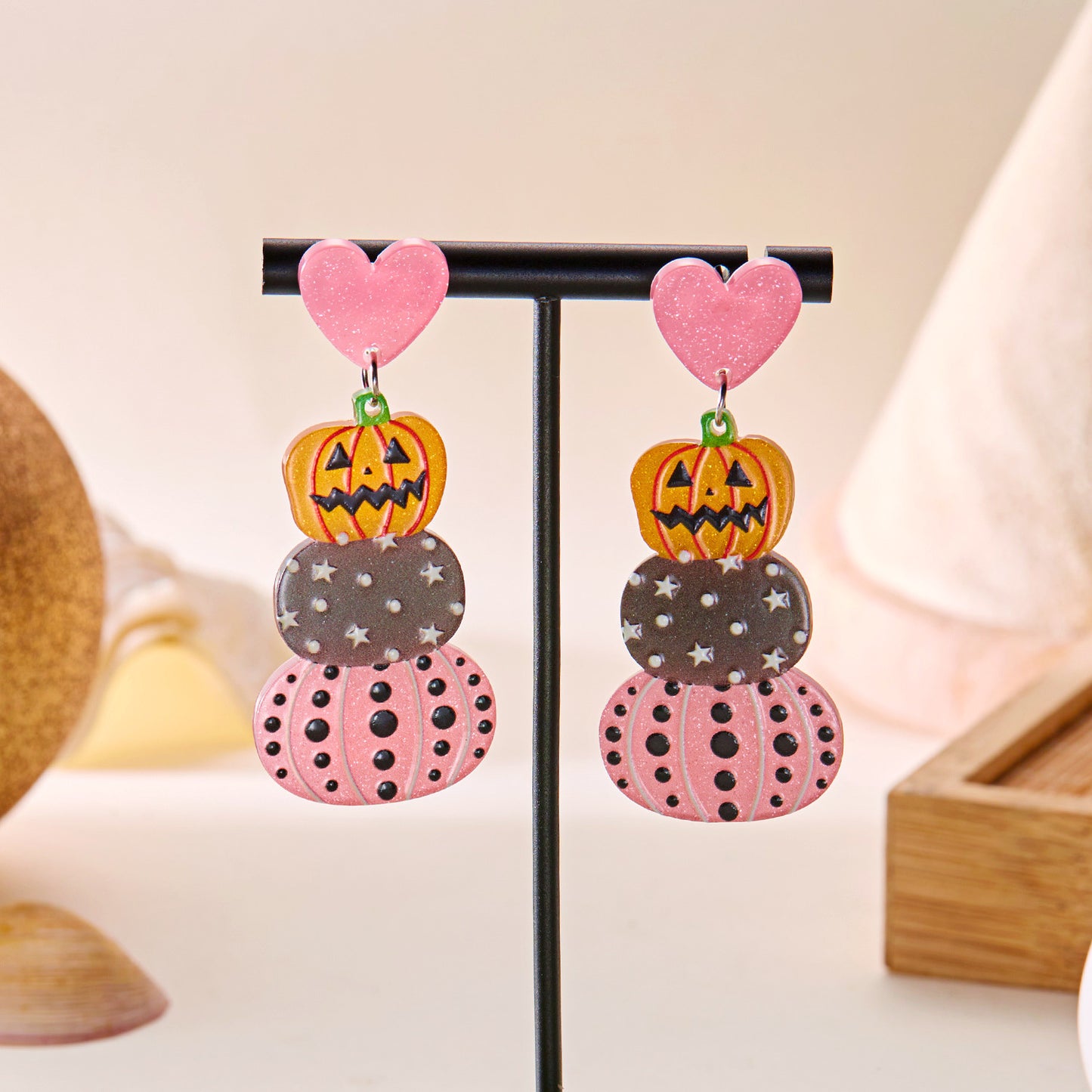 Alloy leaf carved pumpkin bat earrings MIC-ChuY006