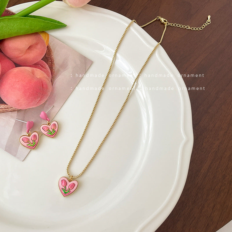 Resin Pink Tulip Earrings (Minimo de compra 2) MIC-TQL016