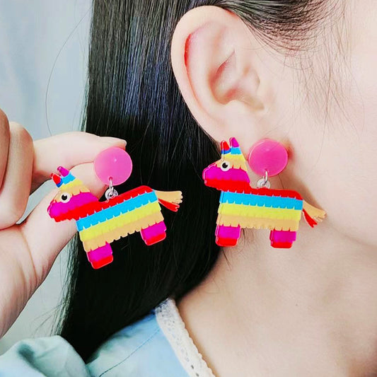 Acrylic Rainbow Boat Earrings MIC-DuA086