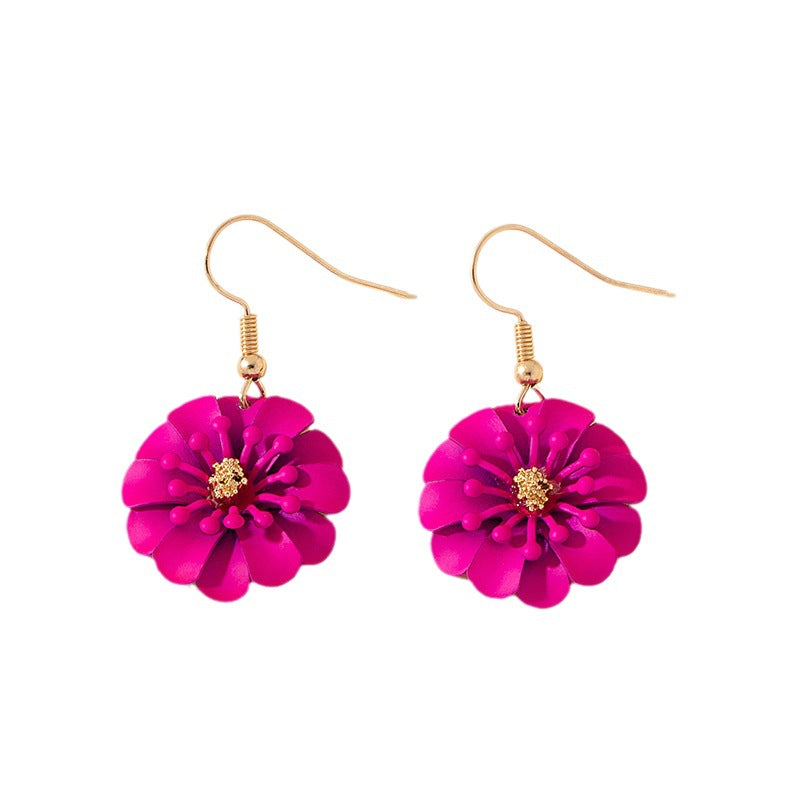 Acrylic Rose Red Flower Earrings MIC-AYN023