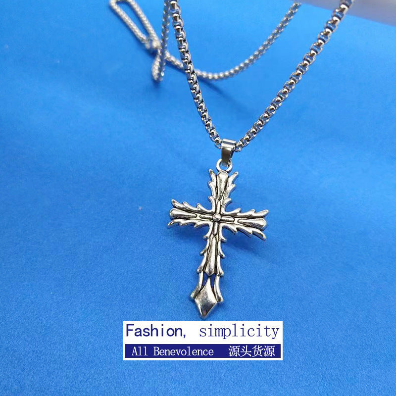 Stainless steel diamond studded cross necklace (Minimo de Compra 2)  MYA-ZhongR007