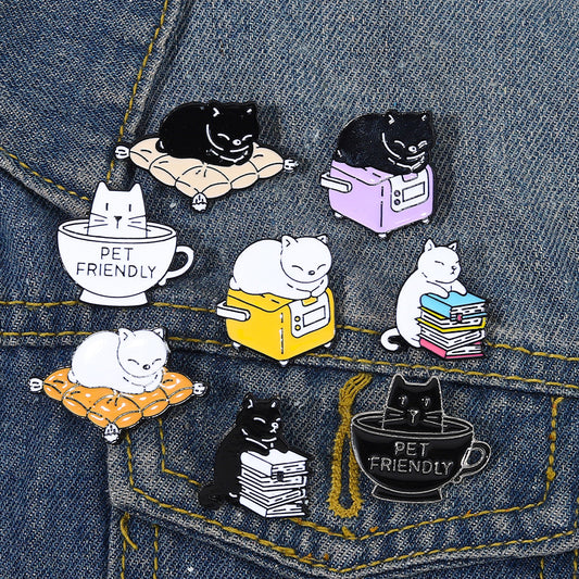 Alloy cartoon tea cup cat brooch MIC-BeiL021