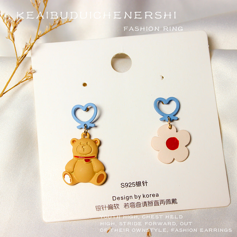 Alloy Bear Flower Earrings MIC-XinT013