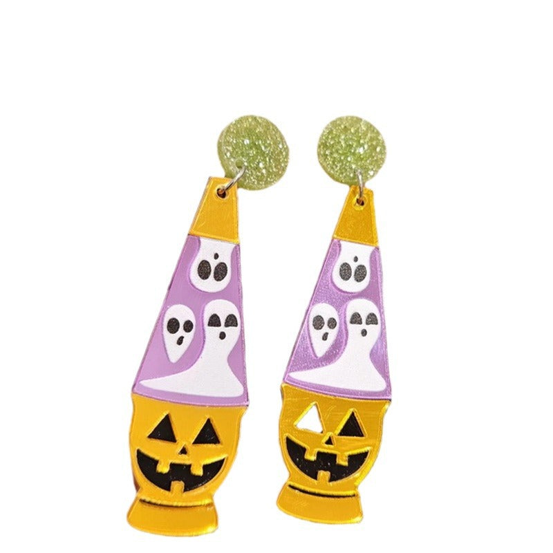 Acrylic Ghost Horror Pumpkin Lantern Earrings MYA-XueP169