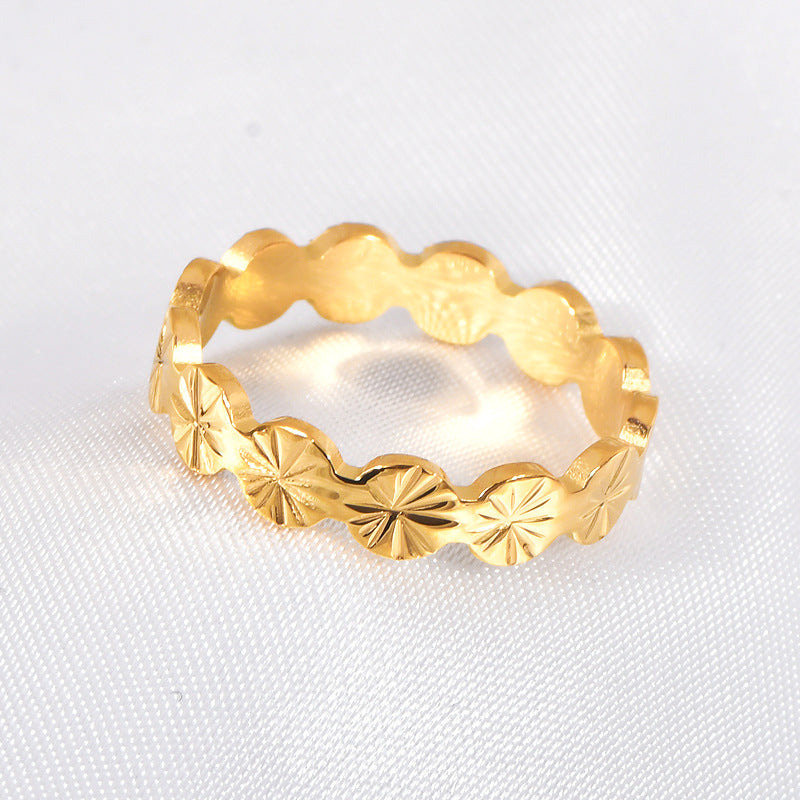 Stainless steel gold-plated luxury flower ring MYA-YHZX022