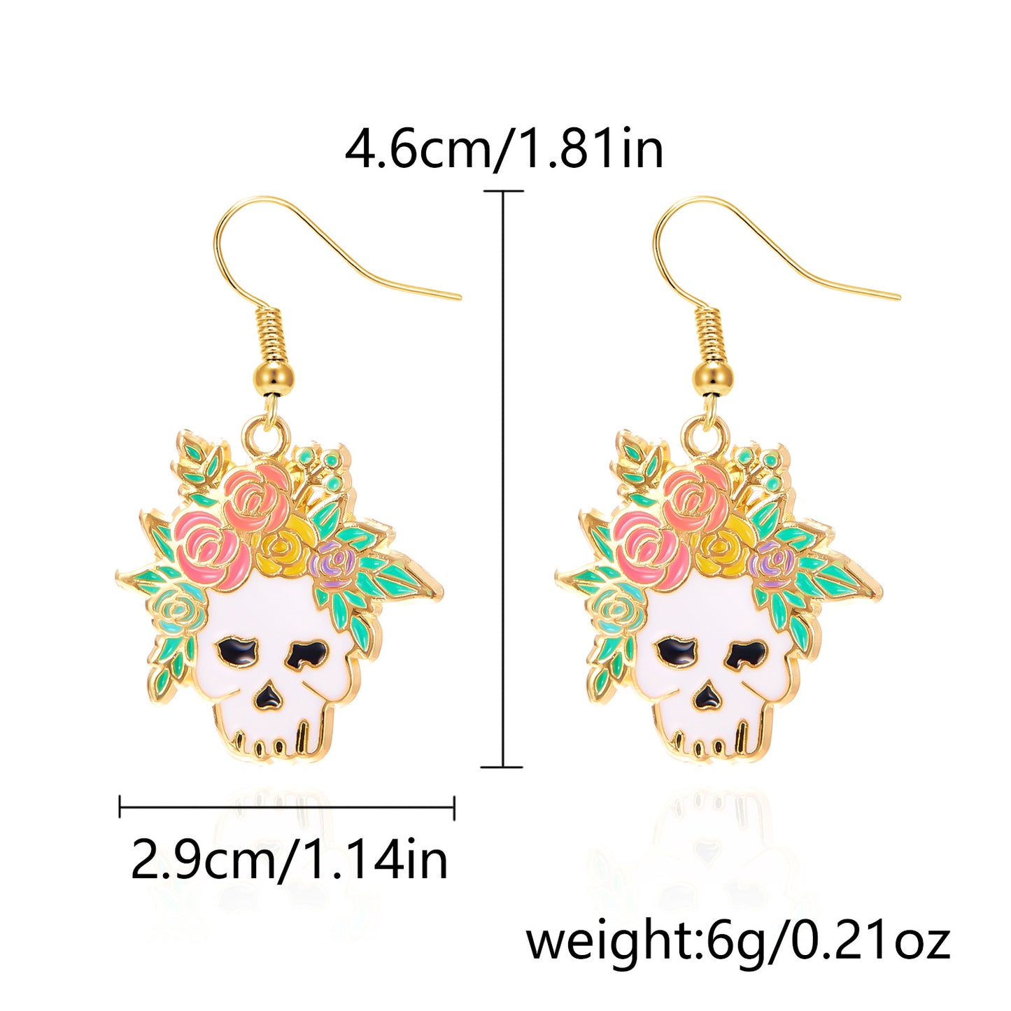 Alloy Halloween Oil Flower Skull Earrings MYA-ChuY014