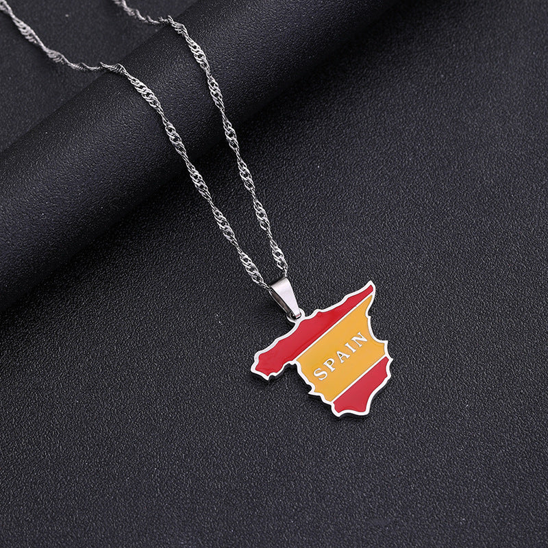 Necklaces Stainless Steel Map Spain HongZ008