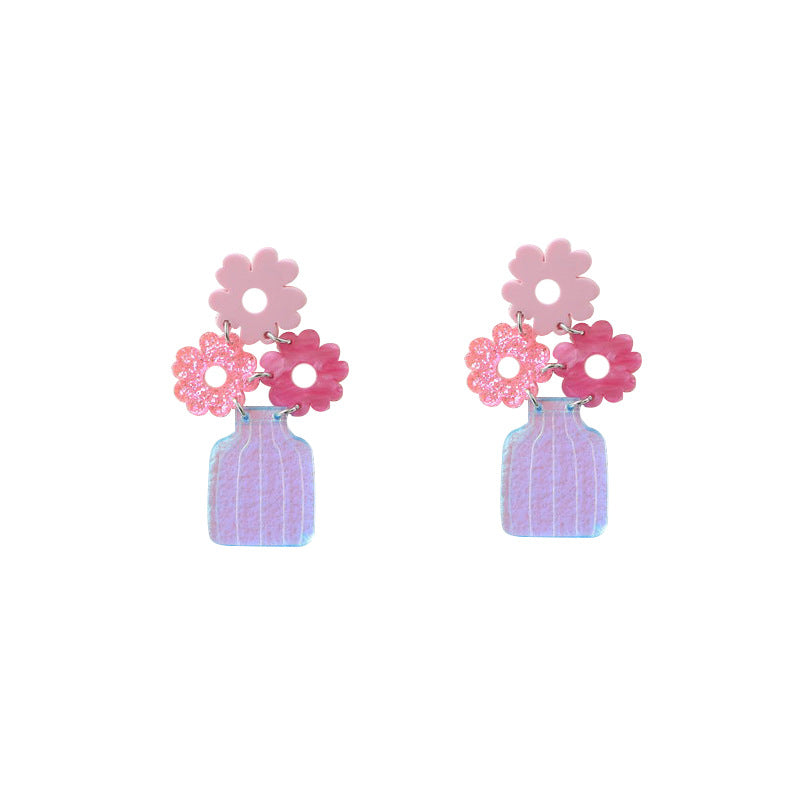 Acrylic vase sweet earrings (Minimo de Compra 3) MYA-OuG038