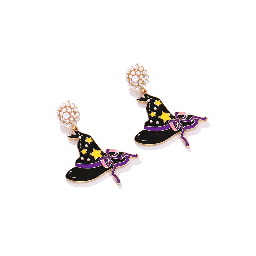 Alloy Dark Witch Hat Earrings MIC-ManY079